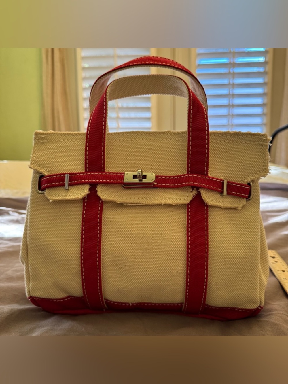 NEW viral Boatkin Sunwin Madaket Small Mini Classic Tote Bag (Red Color) - Picture 8 of 9